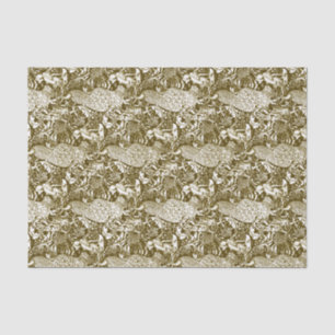 Art Nouveau Peacock Print, Brown and Cream Tissue Paper