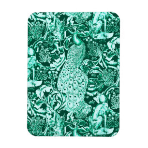 Art Nouveau Peacock Print, Turquoise and Aqua Magnet