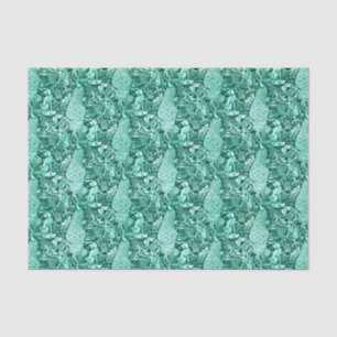 Art Nouveau Peacock Print, Turquoise and Aqua Tissue Paper