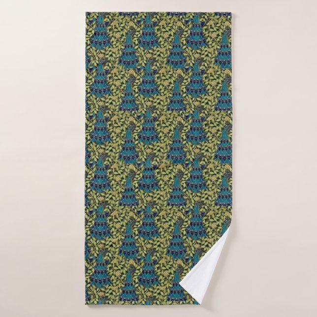 Art Nouveau Peacock Seamless Pattern | Vintage  Bath Towel (Bath Towel)