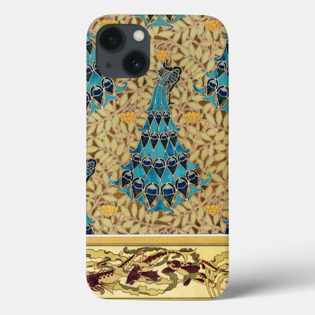 Art nouveau peacock textile deco verneuil blue  Case-Mate iPhone case (Back)