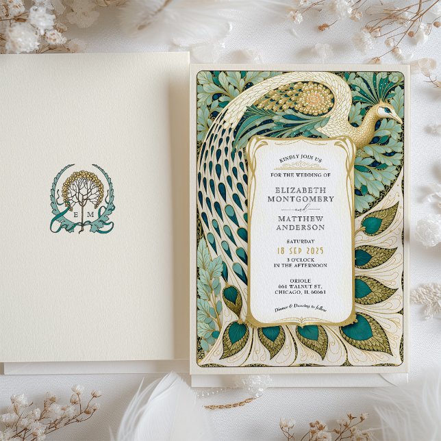 Art Nouveau Peacock Wedding Invitation (Creator Uploaded)
