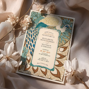 Art Nouveau Peacock Wedding Invitation
