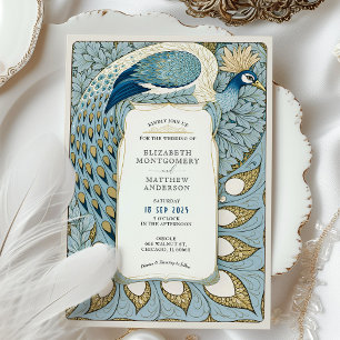 Art Nouveau Peacock Wedding Invitation