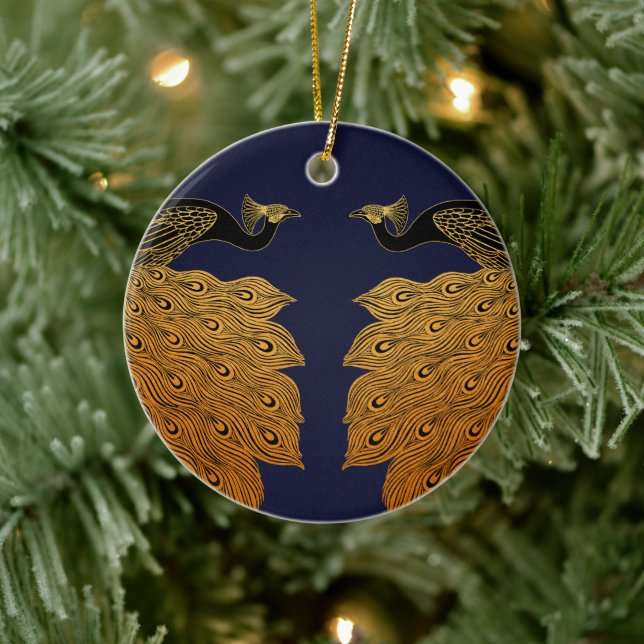 Art Nouveau Peacock Will Bradley Ceramic Tree Decoration (Tree)