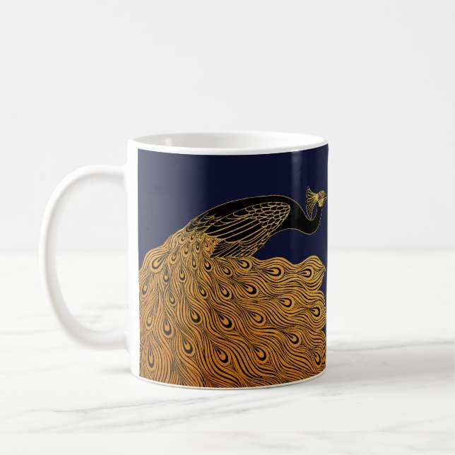 Art Nouveau Peacock Will Bradley Coffee Mug (Left)