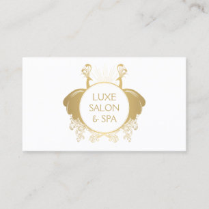 Art Nouveau Peacocks Logo Gold/White Business Card