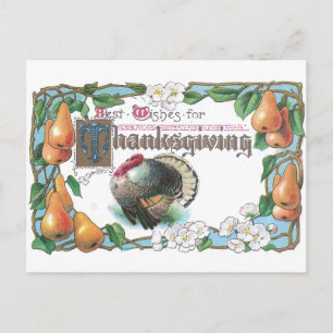 Art Nouveau Pears & Turkey Holiday Postcard