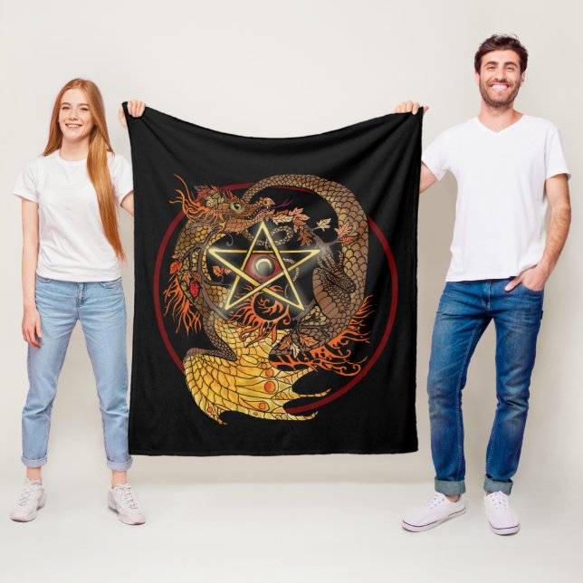 Art Nouveau Pentacle Dragon  Fleece Blanket (In Situ)