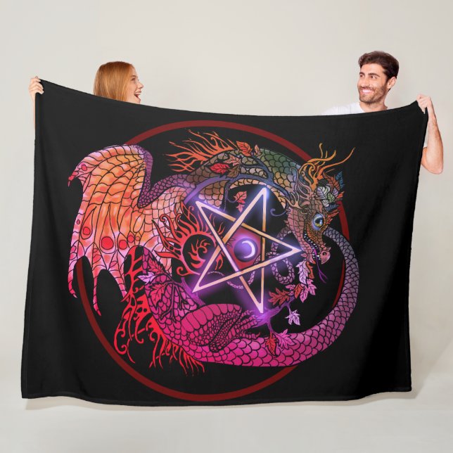 Art Nouveau Pentacle Dragon  Fleece Blanket (In Situ)