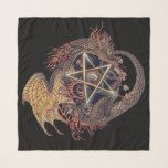 Art Nouveau Pentacle Dragon Scarf<br><div class="desc">Art Nouveau type style dragon coiled around a pentacle and some leafy branches representing the elements of nature. lovely for wiccan freinds or just for a fantasy lover. Art Copyright to Erin Cooper</div>