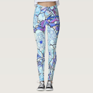Art Nouveau Peony Flowers All Over Print Leggings