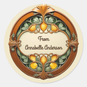 Art Nouveau Personalise Classic Round Sticker