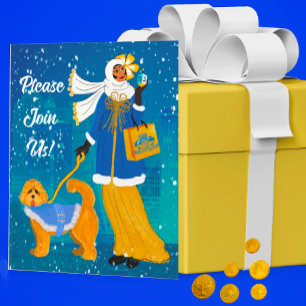 Art Nouveau Personalised Hanukkah Invitation