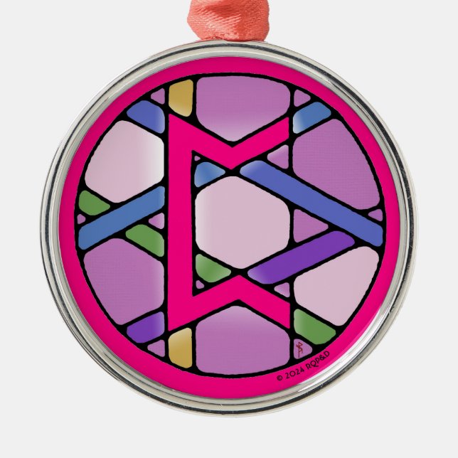 Art Nouveau Perthro Rune of Karma Metal Tree Decoration (Front)