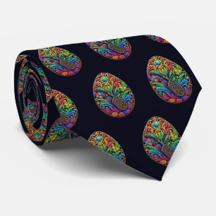 Art Nouveau Pickleball Necktie – Rainbow Elegant