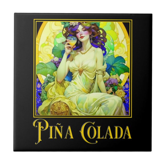 Art Nouveau Pina Colada Tile (Front)