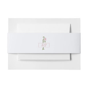Art Nouveau Pink and Green Floral Wedding Invitation Belly Band