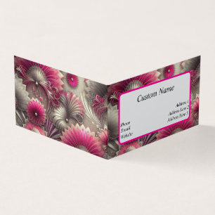 Art Nouveau Pink and Silver Fans Business Card
