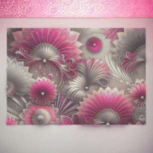 Art Nouveau Pink and Silver Fans Tissue Paper