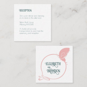 Art Nouveau Pink Butterfly Wedding Reception Enclosure Card