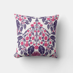 Art Nouveau Pink & Purple-Vintage Floral Scallop  Cushion