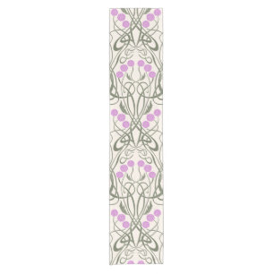 Art Nouveau Pink Roses and Sinuous Stems Short Table Runner