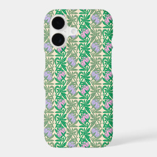 Art Nouveau pink water lilies damask