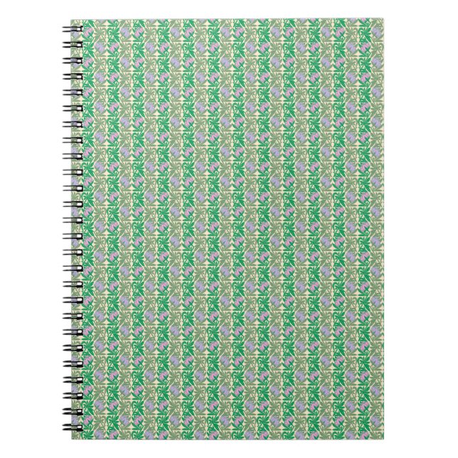Art Nouveau pink water lilies damask Spiral Notebook (Front)