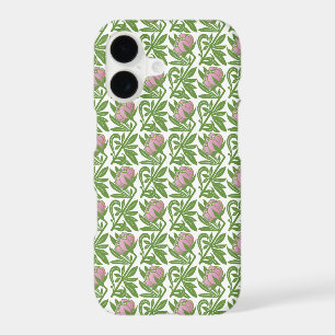 Art Nouveau pink water lilies wallpaper