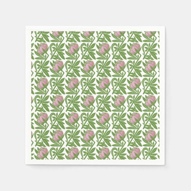 Art Nouveau pink water lilies wallpaper Napkin (Front)