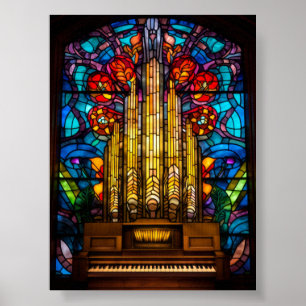 Art Nouveau Pipe Organ Stained Glass Window Art Poster