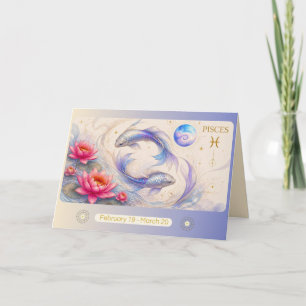 Art Nouveau Pisces Zodiac Greeting Card