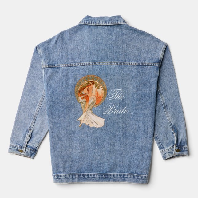 Art Nouveau Poetry Bride Wedding Denim Jacket (Back)