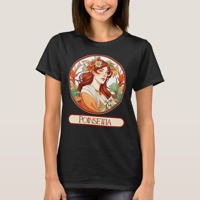 Art Nouveau Poinsettia Woman T-Shirt (Front)