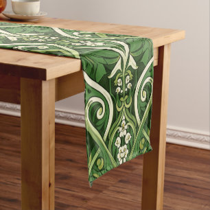 Art nouveau poisonous lily of the valley short table runner