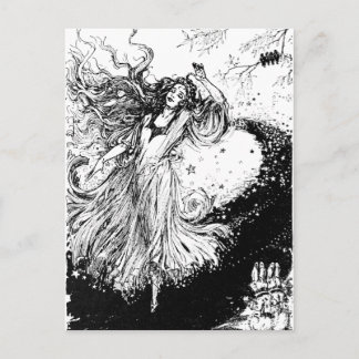 Art Nouveau Polychrome Oz Black and White Postcard