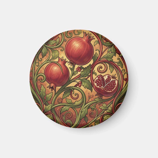 Art Nouveau Pomegranate Ornamental Pattern Magnet (Front)