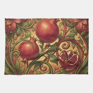 Art Nouveau Pomegranate Ornamental Pattern Tea Towel