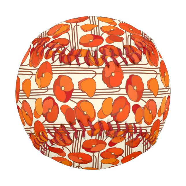 Art Nouveau Poppies Baseball (Front)