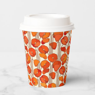 Art Nouveau Poppies Paper Cups