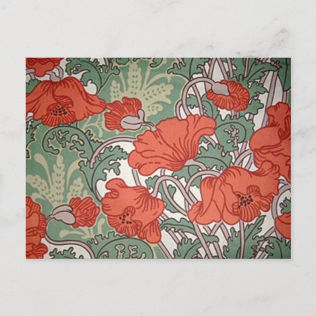 Art Nouveau Poppies Postcard (Front)