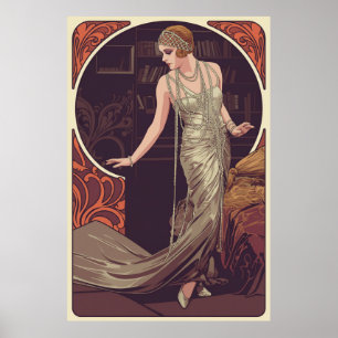Art Nouveau Portrait of Lili Damita Poster