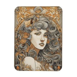 Art Nouveau Portrait Vintage Female Illustration Magnet