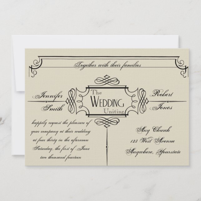 Art Nouveau Posh Wedding Invitation (Front)