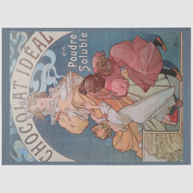 Art Nouveau Poster Chocolate 16 Decoupage Tissue Paper (Front)
