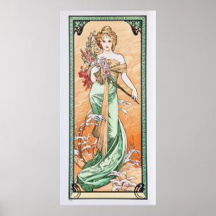 Art Nouveau Pretty Spring by Alphonse Mucha Poster