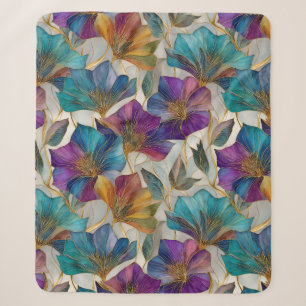 Art Nouveau purple clematis Sherpa Blanket