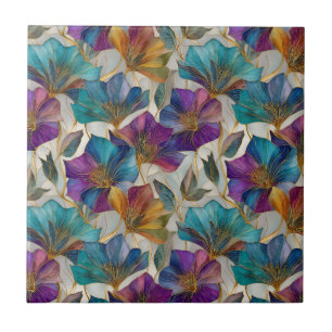 Art Nouveau purple clematis Tile