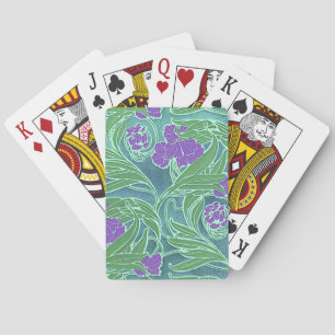 Art Nouveau Purple Flowers Playing Cards